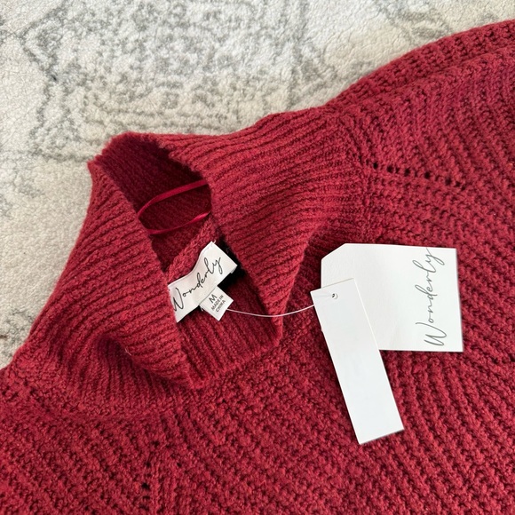 NWT Belk Rich Burgundy mock neck Sweater with half sleeves - Picture 4 of 5